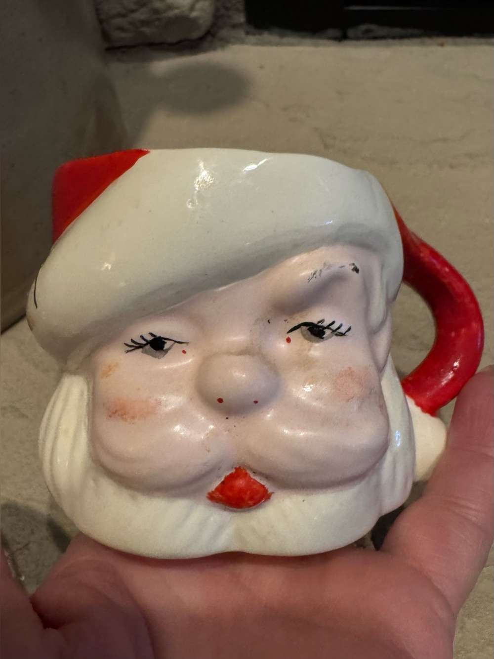 Vintage Festive Santa Face Ceramic Christmas Mug - personalized Mark